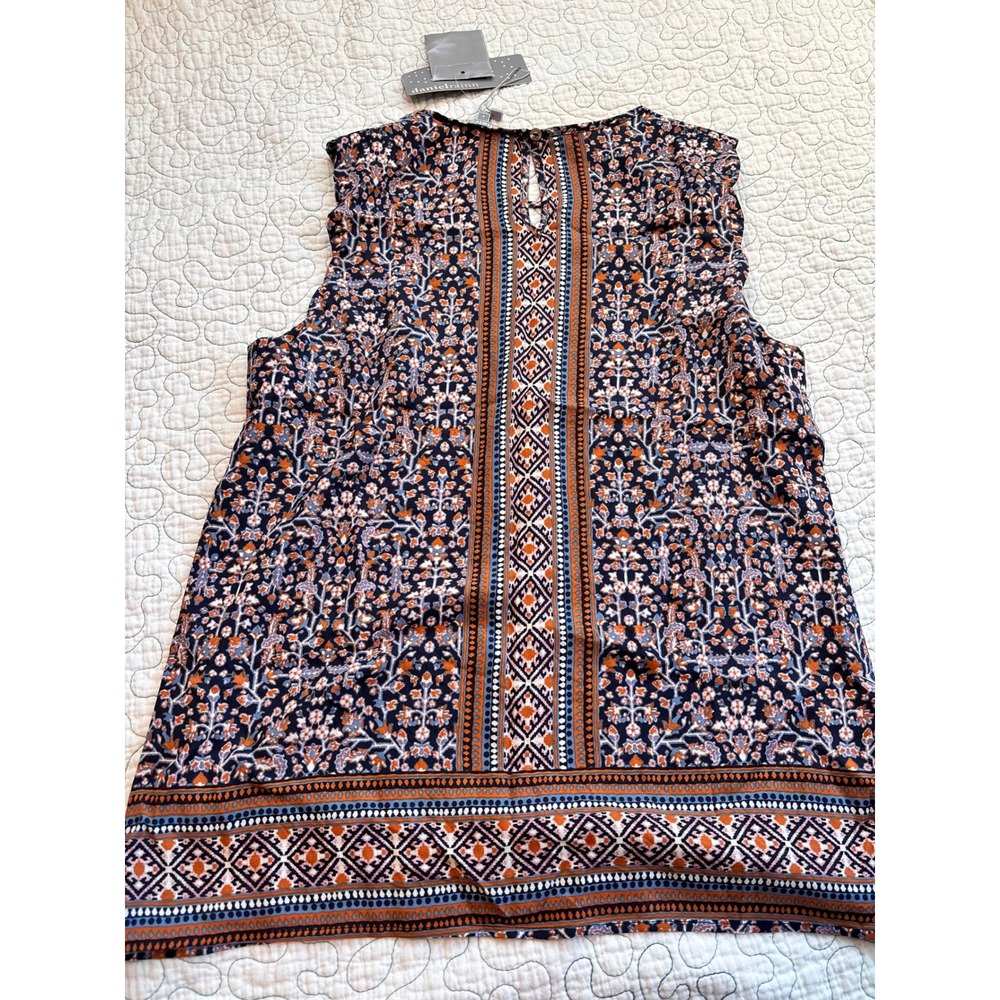 Daniel Rainn Sleeveless Boho Floral Print Split Neck Top Size Small #43 - Picture 7 of 8